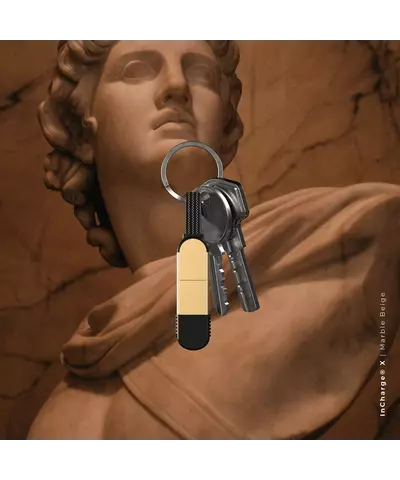 Зарядный кабель-брелок 6-в-1 Rolling Square inCharge X - 14.5 cm, up to 100W, Marble Beige, изображение 3