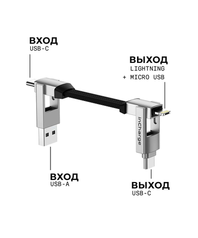 Зарядный кабель-брелок 6-в-1 Rolling Square inCharge 6 - 14 cm, Moon White, изображение 5
