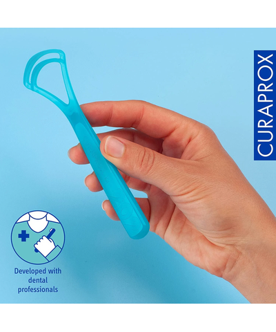 Скребок для языка CURAPROX двойной, широкий, бирюзовый, изображение 2