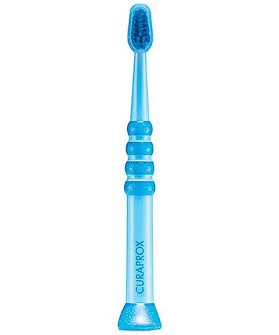 Детская зубная щетка Curaprox c гуммированной ручкой серия Baby голубая