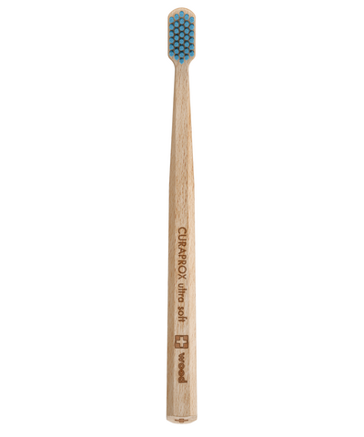 Зубная щетка CURAPROX с деревянной ручкой, голубая