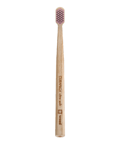 Зубная щетка CURAPROX с деревянной ручкой, розовая