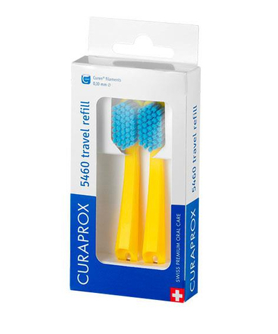 Сменные зубные щетки CURAPROX СS 5460 (2 шт.) для дорожного набора BE YOU, желтый