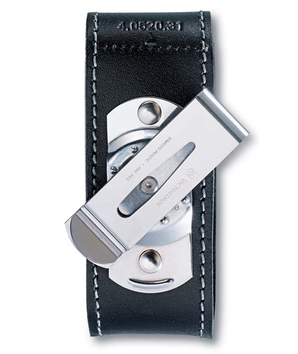 Чехол на ремень VICTORINOX для ножей 91мм толщиной 2-4 уровня, с поворотной клипсой, кожаный, чёрный