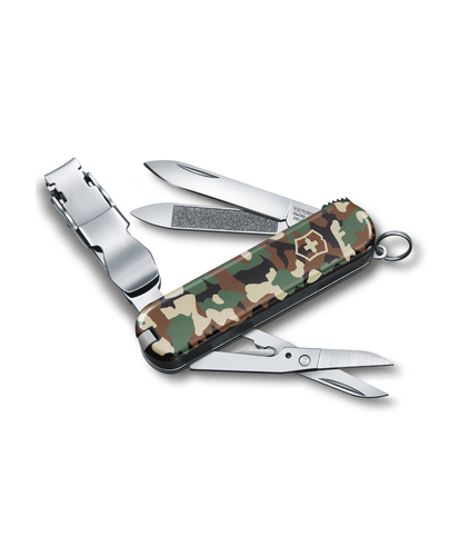 Нож-брелок VICTORINOX NailClip 580, 65 мм, 8 функций, зелёный камуфляж