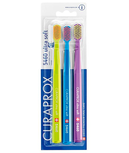 Набор зубных щеток CURAPROX ultrasoft, d 0,10 мм (3 шт.), салатовый-голубой-фиолетовый