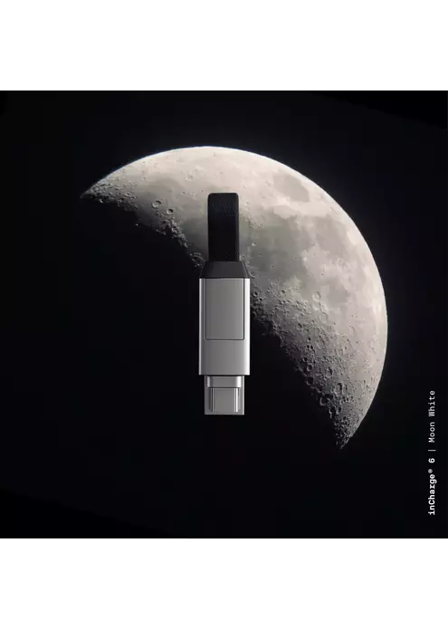 Зарядный кабель-брелок 6-в-1 Rolling Square inCharge 6 - 14 cm, Moon White, изображение 2