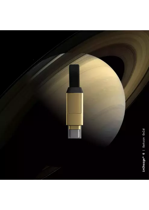 Зарядный кабель-брелок 6-в-1 Rolling Square inCharge 6 - 14 cm, Saturn Gold, изображение 2