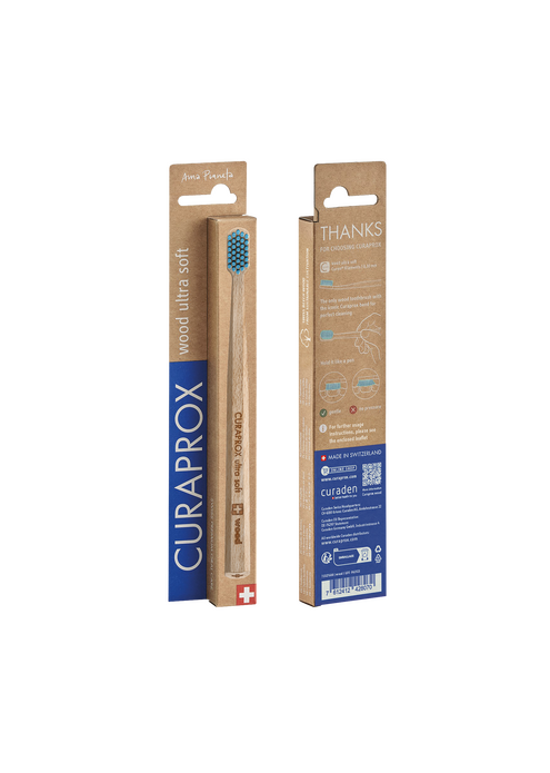 Зубная щетка CURAPROX с деревянной ручкой, голубая, изображение 8