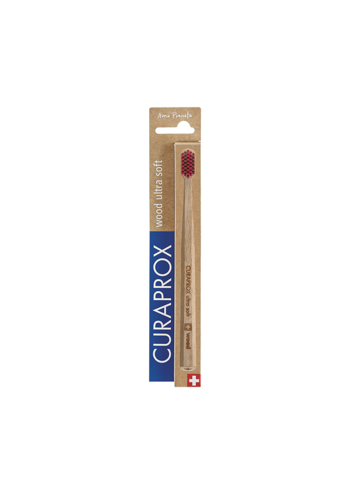 Зубная щетка CURAPROX  с деревянной ручкой, бордовая, изображение 7