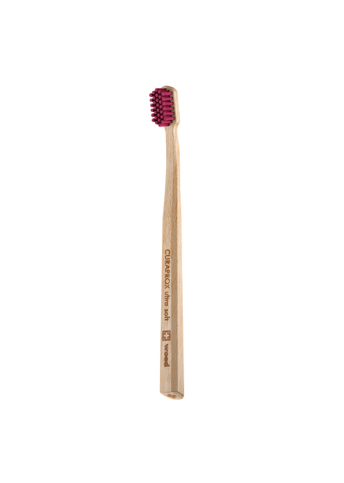 Зубная щетка CURAPROX  с деревянной ручкой, бордовая, изображение 2