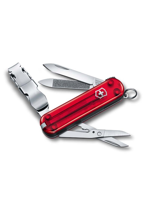 Нож-брелок VICTORINOX NailClip 580, 65 мм, 8 функций, полупрозрачный красный