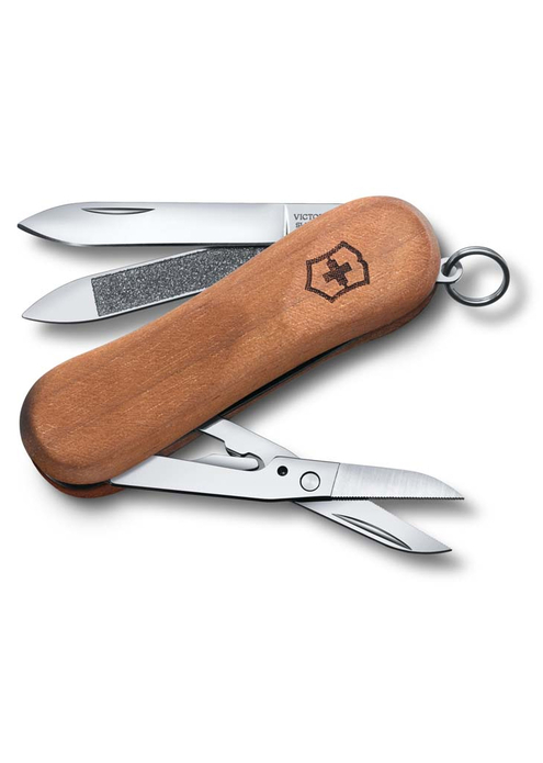 Нож-брелок VICTORINOX Evowood 81, 65 мм, 5 функций, деревянная рукоять