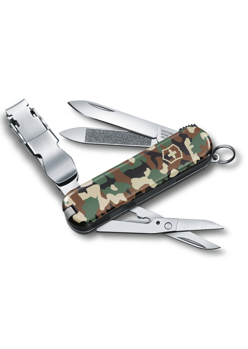 Нож-брелок VICTORINOX NailClip 580, 65 мм, 8 функций, зелёный камуфляж
