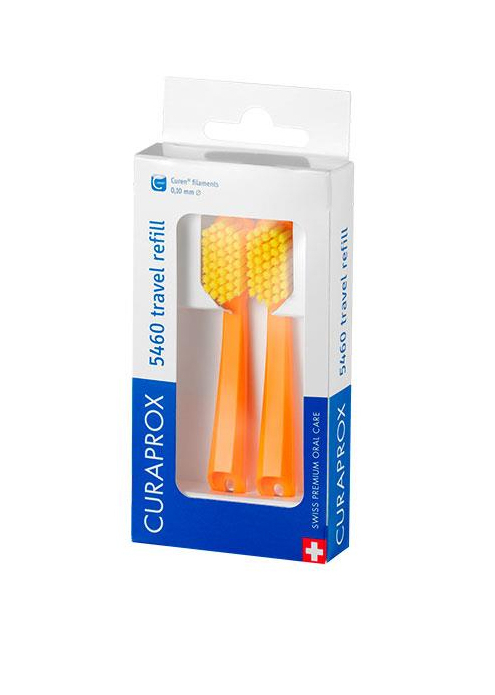 Сменные зубные щетки CURAPROX СS 5460 (2 шт.) для дорожного набора BE YOU, оранжевый
